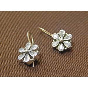 925 argent Sterling boucle d'oreille goujon fait à la main Floral Zircon pierre précieuse boucle d'oreille à facettes diamant pierre principale cadeau - Product Image 3