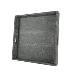 0,45x0,45x0.065 gris claro/carbón Faux Boa líder piel cuadrado té/bandejas para servir comida - Product Image 3