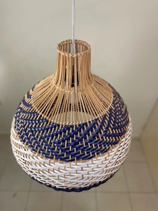 Wholesale Sustainable Black <b>Navy</b> Rattan Woven Lampshade Handcrafted Home Coastal Chandelier Eco Friendly Bamboo Pendant <b>Light</b> - Product Image 4
