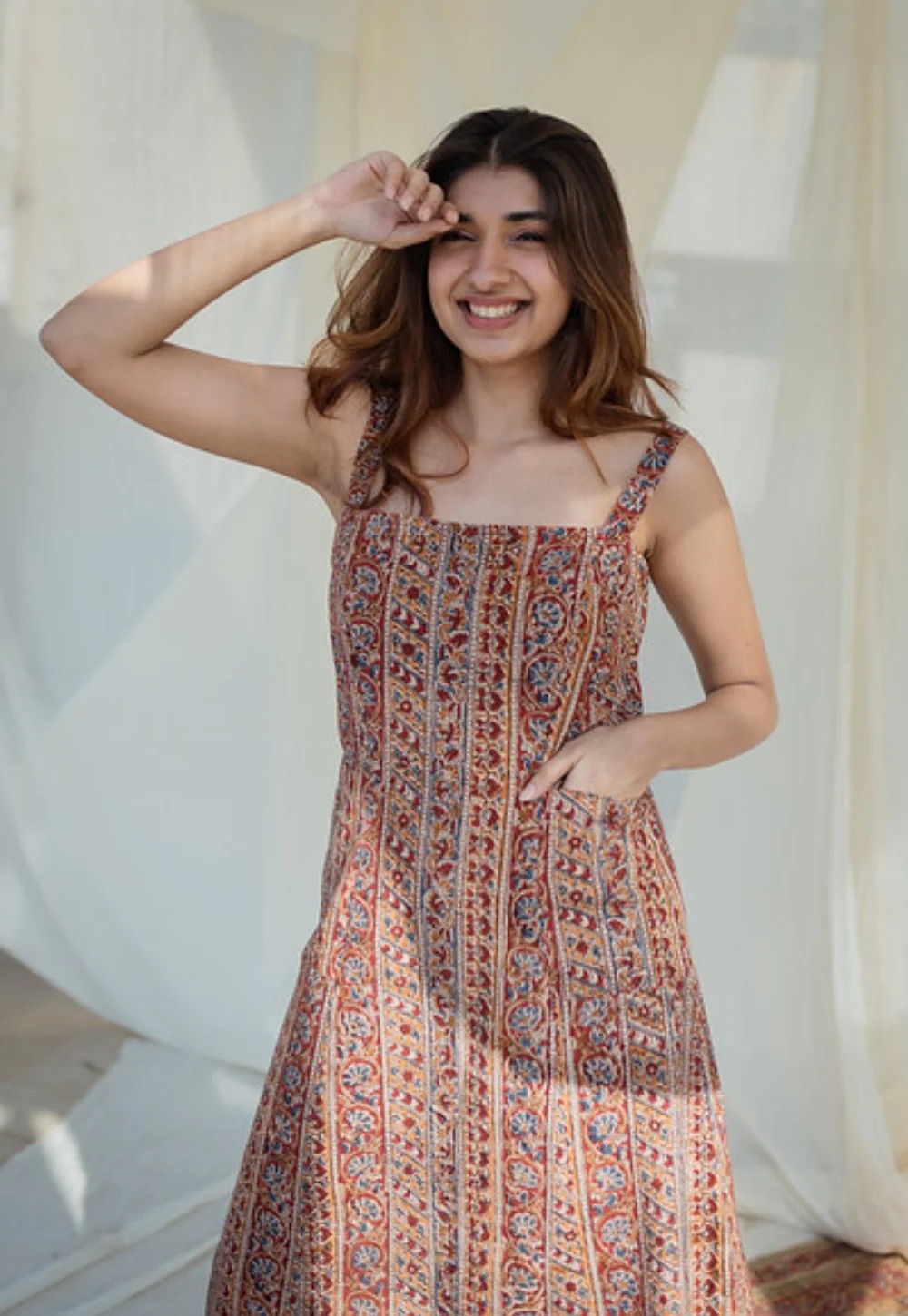 indian cotton boho dresses for sale Indian Cotton Indian Print Boho Colourful Summer Earthy Elegant Comfy Daywear Mom Outfit Dress