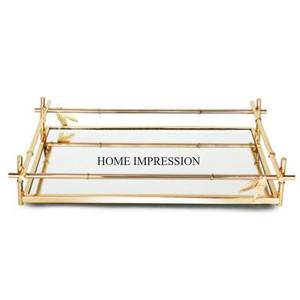 Unique Fancy Designer Aluminum Casted High Standard Quality Material Gold Plated Rectangle Shape Mirror <b>Tray</b> in Impressive Price - Product Image 4