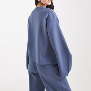 ชุดวอร์มลำลองฤดูหนาวแบบกำหนดเอง 2 ชิ้น เสื้อสเวตเชิ้ตคอกลมสำหรับออกกำลังกาย กางเกงขายาวทรงบาน ชุดคุณภาพสูง ไซส์พลัสสำหรับผู้หญิง - Product Image 5