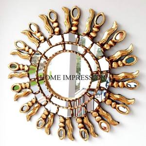 Color plateado y dorado, Metal resistente, hojas de Gingko, diseñador, aspecto atractivo, espejo decorativo de pared, suministros de la India - Product Image 3