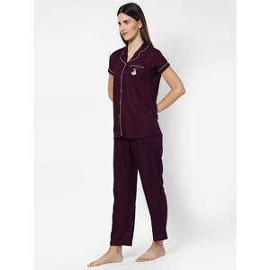 Evolove Women's Casual Winter Night Wear <b>Pyjamas</b> Set Viscose Liva Super Elastic Waist Buttons Pockets ODM Daily Use Top Pants - Product Image 4