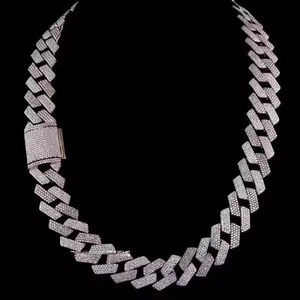 Collar de moissanita pesado Hip Hop para hombre, 15mm, dos filas, VVS1, diamantes, Miami, enlace cubano, Plata de Ley 925, regalo chapado en oro - Product Image 3