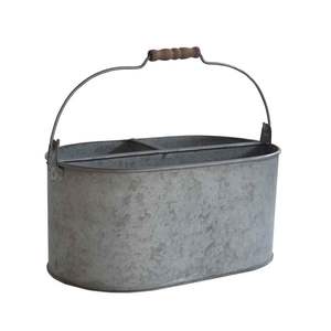 Portable galvanized kitchen caddy for holding <b>cutlery</b> napkins condiments bottles suitable for rustic farmhouse dining tables - Product Image 5