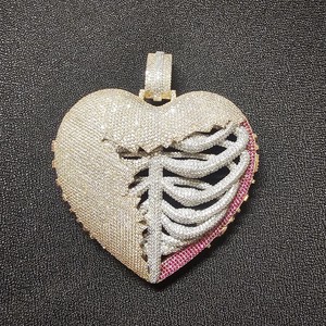 Customized 14k Solid Gold Fine Pendants & <b>Charms</b> CVD Diamond <b>Heart</b> Shape IGI Certified Diamond Iced Out Hip Hop Pendant for Men - Product Image 1