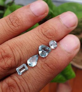 Piedra Preciosa de Aguamarina Natural, Corte Mixto Facetado para Joyería, Suelta, Azul Cielo Limpio, Tratada con Cera/Aceite, 0.3-0.7 Quilates - Product Image 4