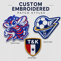 Écusson brodé personnalisé avec logo de mascotte et bouclier sportif, thermocollant pour vestes, chapeaux, sacs, uniformes et vêtements d'équipes et de clubs