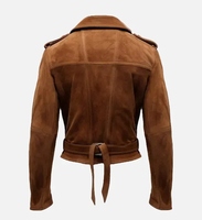 Veste en cuir marron élégante pour homme, toutes tailles, avec logo personnalisé et fermeture éclair, marque privée