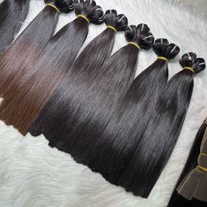 Listo para enviar Puntas negras y marrones Cabello humano virgen 12A Grado Hueso recto Vietnam Extensiones de cabello humano Paquete de cabello crudo - Product Image 2