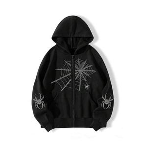 French Terry Zip Up <b>Oversize</b> <b>Men's</b> <b>Hoodie</b> Custom Rhinestone Logo Street wear Pullover <b>Hoodie</b> <b>For</b> <b>Men</b> And Women - Product Image 1
