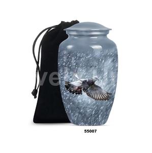 โกศบรรจุอัฐิมนุษย์ขนาดใหญ่ ทำจากอะลูมิเนียม สีขาว รูปนกพิราบ สำหรับใส่เถ้ากระดูกมนุษย์ พร้อมถุงกำมะหยี่ฟรี - Product Image 2