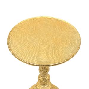 Table d'appoint ronde élégante en métal doré Table d'appoint moderne sur pied pour le salon et la chambre à coucher Table d'appoint ronde martelée en or - Product Image 5