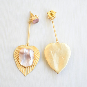 Pendientes de Racimo de Latón Premium, Chapados en Oro, con Cristal Curativo Genuino, Acabado de Latón Antiguo, Diseño Boho Chic, Moda al por Mayor - Product Image 3