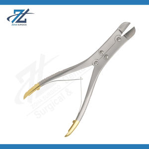 Side <b>Cutter</b> Manual Stainless <b>Steel</b> Compound Action Angled Tungsten Carbide Jaw Gold Handles for Kirschner Wire 1.6mm 180mm Long - Product Image 2
