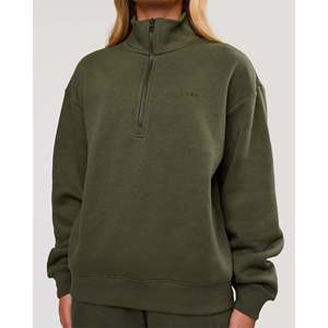 Pull oversize à col zippé en pur olive pour l'automne - Product Image 2