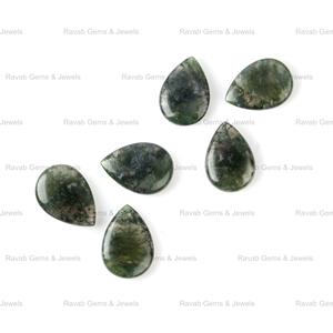 Alta calidad 10x14mm forma de pera hinchada Briolette suave verde musgo ágata Natural pulido piedra preciosa suelta para la fabricación de joyas - Product Image 2