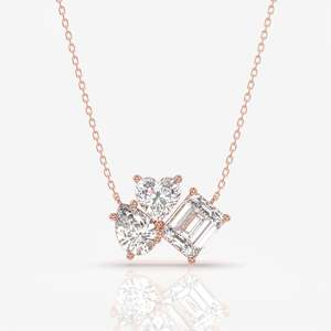 14k Gold Cluster Trio Moissanite Diamond <b>Pendant</b> Fashionable Moissanite Charms - Product Image 4