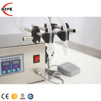 Hzpk Petite machine de remplissage numérique semi-automatique à double buse et pédale pour bouteilles et canettes d'huile, de jus et d'eau, avec pompe à diaphragme
