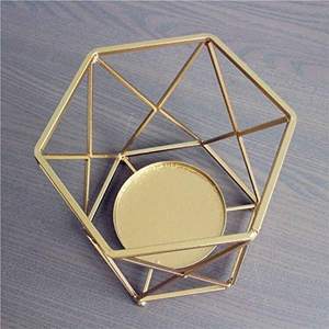 Top Trending Gold Plated Geometric Votive Holder Set Creative <b>Glass</b> <b>Bottle</b> Customizable Size for Wedding Tabletop <b>Decor</b> - Product Image 2
