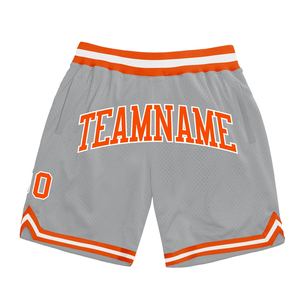 Industrie Direct Engro Sportswear Short de basket-ball personnalisé gris orange-blanc authentique Short de basket-ball rétro - Product Image 1