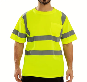 Camiseta de alta visibilidad con cinta reflectante para uso en construcción, fábrica e industria. - Product Image 2
