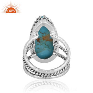 Best Selling Sterling <b>Silver</b> 18K Gold <b>Plated</b> Natural Kingman Turquoise Ring Antique Ring Collection Jewelry Manufacturer - Product Image 3