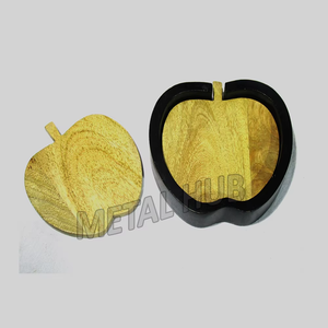 Juego de posavasos de madera natural de 4 con diseño en forma de manzana Posavasos ecológicos para el hogar Cocina Oficina o uso de regalo - Product Image 3