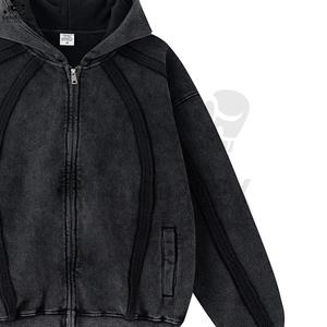 Nueva Sudadera con Capucha Informal con Cierre y Lavado Ácido, Personalizada, de Algodón y Felpa, Ajuste Regular para Adultos - Product Image 4