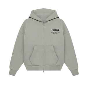 Sweat à capuche zippé Boxy en coton personnalisé de haute qualité Sweats à capuche épais à double fermeture éclair Sweat à capuche homme personnalisé - Product Image 1