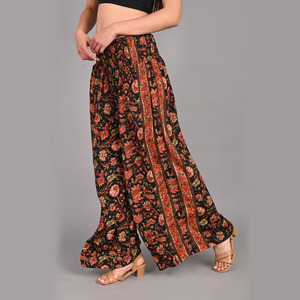 ผู้หญิงอินโดตะวันตกMulticolor Artผ้าไหมSariขากว้างกางเกงPalazzoกางเกง - Product Image 2