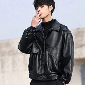 Chaqueta de motorista de cuero para hombre Chaqueta de bombardero de cuero para hombre Chaqueta de cuero para motociclistas - Product Image 6