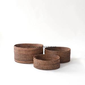 Unique Different Colors Set Of 3 High Standard Quality Rattan Made Storage <b>Basket</b> With <b>Handles</b> For Best Grip In Lowest Price - Product Image 5