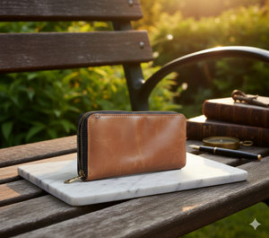 Fabrication en gros de portefeuilles en cuir de cheval personnalisés, portefeuille à fermeture éclair pour homme, blocage RFID, porte-cartes multiples en cuir, portefeuille long - Product Image 4