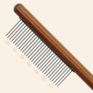 Pettine Districante con Manico in Legno per Toelettatura Animali, con Denti Lunghi e Corti in Acciaio Inox, Rimuovi Pelo per Cani e Gatti - Product Image 4