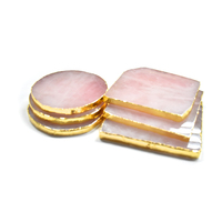 Meilleure Vente à Prix Abordable : Sous-verre en tranche de pierre gemme de quartz rose et d'agate, sculpté, style Amour, ultra fin, rond, multicolore, 3-5 pouces, pour décoration intérieure