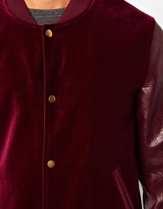 <b>Men</b> <b>Jackets</b> Genuine Leather Sleeve College Varsity <b>Men</b> <b>Velvet</b> <b>Jackets</b> - Product Image 3