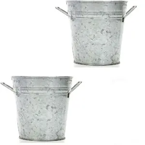 Round Square Shape Small Metal Garden Decor Galvanized Planter Galvanized Garden Hanging Metal Flower Pot Planters