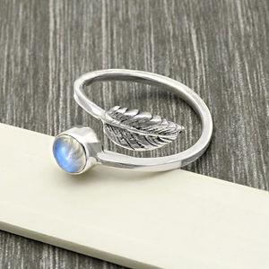 Alta calidad Natural azul fuego labradorita piedra preciosa forma de hoja 925 plata esterlina mujeres fiesta desgaste anillo joyería hecha a mano India - Product Image 5