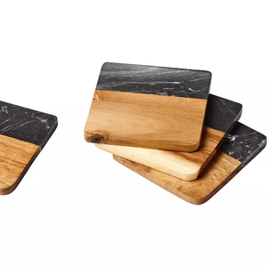 ชุดที่รองแก้วไม้อะคาเซียหินอ่อนแบบคลาสสิกมาใหม่ที่รองแก้วเครื่องดื่มสำหรับโต๊ะสำหรับชากาแฟถ้วยเครื่องดื่มไม้อื่นๆ - Product Image 1