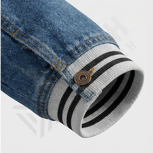 Veste en jean pour homme de haute qualité avec col montant et logo frontal, design réversible - Vêtement d'extérieur personnalisable OEM - Product Image 6