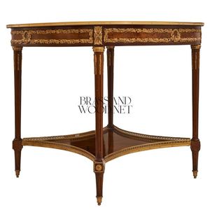 Mesa de Entrada Clásica de Lujo con Incrustaciones de Madera y Detalles de Latón - Product Image 4