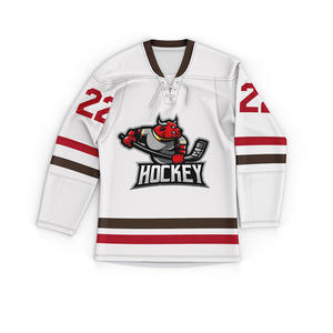 Conjunto de Uniforme de Hockey sobre Hielo Personalizado con Nombre y Número de Jugador 22, Jersey Blanco y Rojo, Calcetines a Juego, Ropa Deportiva Transpirable - Product Image 2