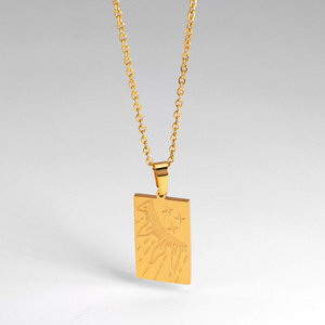 Impermeable joyería personalizada 18K oro Tarot tarjeta collar único <span class=keywords><strong>acuario</strong></span> corazón Leo <span class=keywords><strong>sol</strong></span> ojo patrón Zodiaco Tarot Collar para mujer - Product Image 3