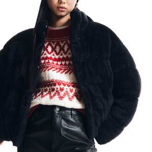 OEM Custom Wholesale Windproof Cropped Beige Puffer <b>Jacket</b> Quilted Panels Teddy Bear Coat Women <b>Jacket</b> <b>Short</b> Padded - Product Image 3