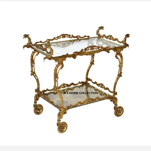 Design attrayant en métal chariot à 2 niveaux cuisine chariot de service à la main forme Rectangle services d'hôtel en gros - Product Image 6