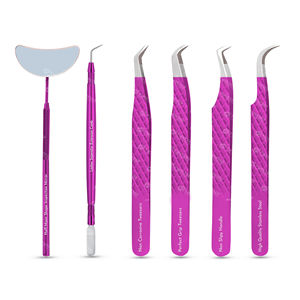 Pinzas Profesionales para Pestañas de Acero Inoxidable Antimagnéticas con Mango Cómodo, Instrumentos Kaamir, Suministros para Extensión de Pestañas, Anguladas - Product Image 5