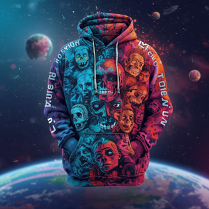 Sweat à capuche graphique Winter Mixed Emotion personnalisé en polaire polyester/nylon avec impression numérique, options OEM/ODM - Product Image 2