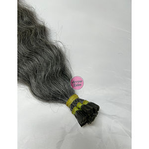 Extensiones de Cabello Humano Indio Natural Ondulado, Pre-Adheridas, Grises, con Punta Plana, 100% Remy Virgen, Cutícula Alineada, Puntas Adhesivas para Instalación en Salón - Product Image 3